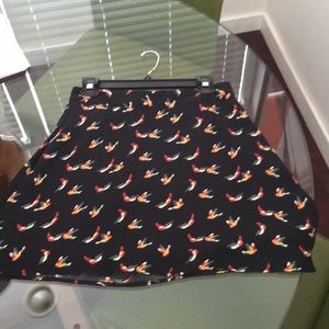 Brooklyn Industries bird print skater skirt